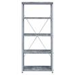 Bowery Hill 5 Wooden Tiers Rectangular Bookshelf in Gray and Silver