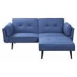 Bowery Hill Upholstered Adjustable Sofa with Ottoman in Blue Fabric