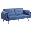 Bowery Hill Upholstered Adjustable Sofa with Ottoman in Blue Fabric