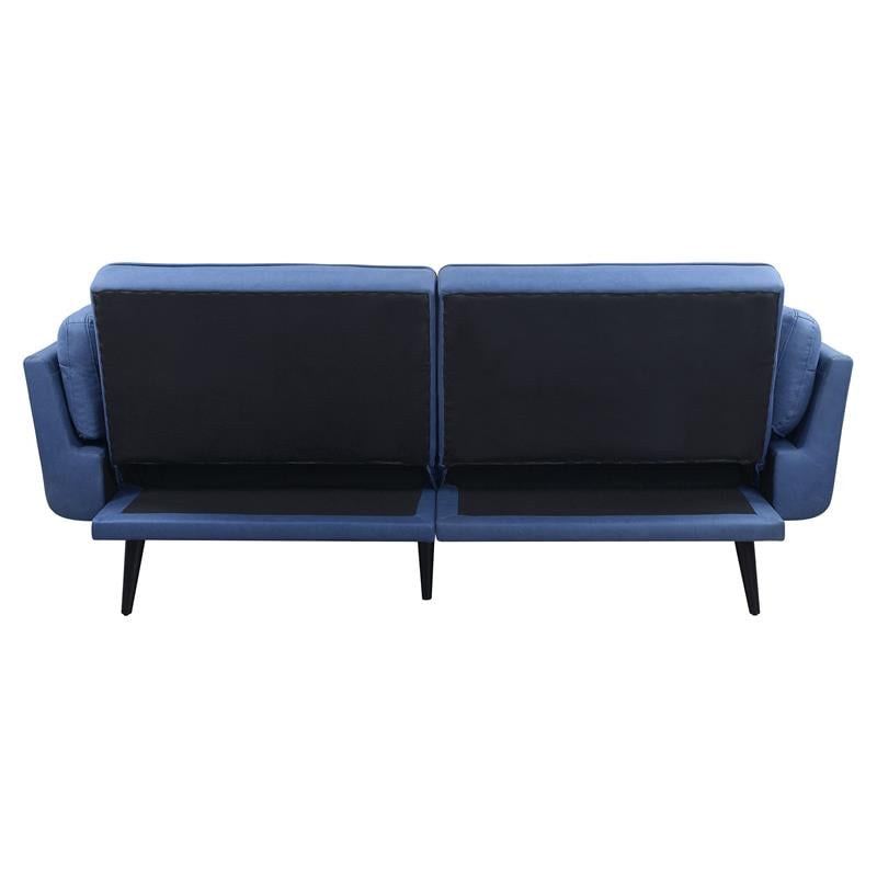 Bowery Hill Upholstered Adjustable Sofa with Ottoman in Blue Fabric