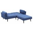 Bowery Hill Upholstered Adjustable Sofa with Ottoman in Blue Fabric