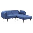 Bowery Hill Upholstered Adjustable Sofa with Ottoman in Blue Fabric