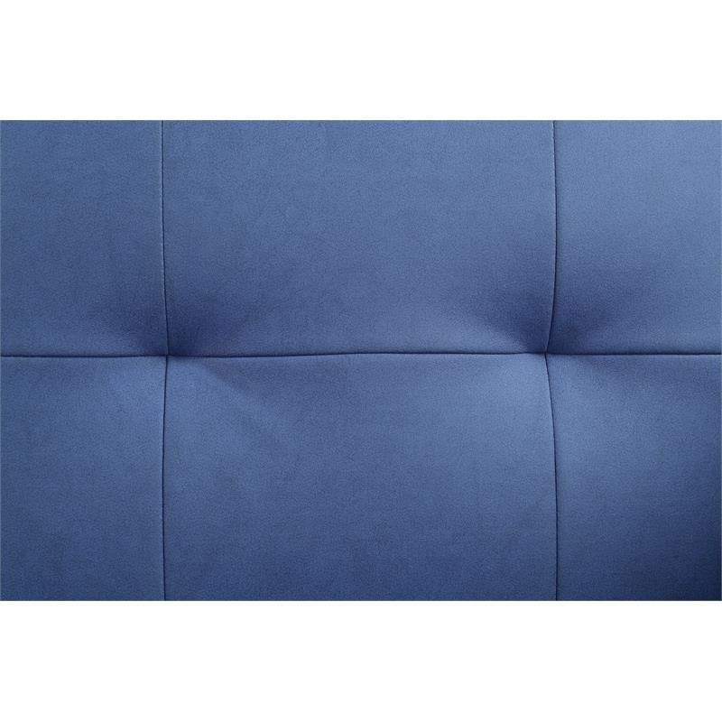 Bowery Hill Upholstered Adjustable Sofa with Ottoman in Blue Fabric