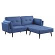 Bowery Hill Upholstered Adjustable Sofa with Ottoman in Blue Fabric