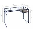 Bowery Hill Glass Rectangle Top 1-Shelf Writing Desk in Blue and Clear