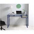 Bowery Hill Glass Rectangle Top 1-Shelf Writing Desk in Blue and Clear
