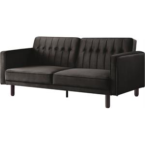 Bowery Hill Tufted Velvet Adjustable Sofa with Track Arm in Dark Brown