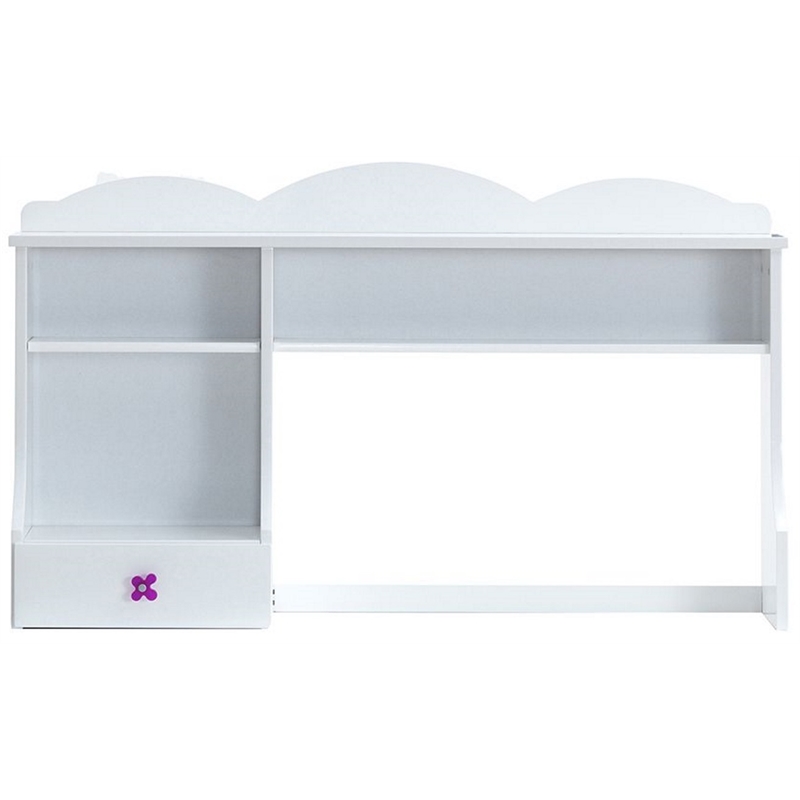 Bowery Hill Wood 1-Drawer/3-Open Storage Compartment Desk Hutch in White