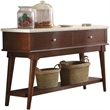 Bowery Hill 2-Drawer Wooden Server with Bottom Shelf in White and Walnut