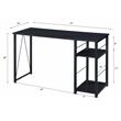 Bowery Hill Wooden Top 2-Shelf Writing Desk with Open Metal Base in Black