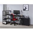 Bowery Hill Wooden Top 2-Shelf Writing Desk with Open Metal Base in Black