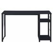Bowery Hill Wooden Top 2-Shelf Writing Desk with Open Metal Base in Black