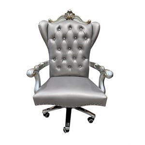 Bowery Hill Faux Leather Swivel Executive Office Chair in Silver Platinum
