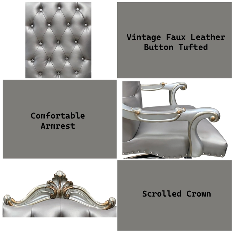 Bowery Hill Faux Leather Swivel Executive Office Chair in Silver Platinum