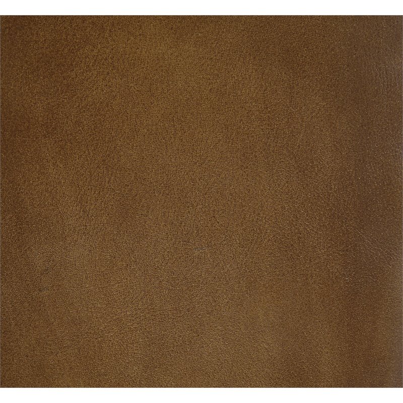 Bowery Hill Top Grain Leather Upholstery Armless Bar Stool in Saddle Brown