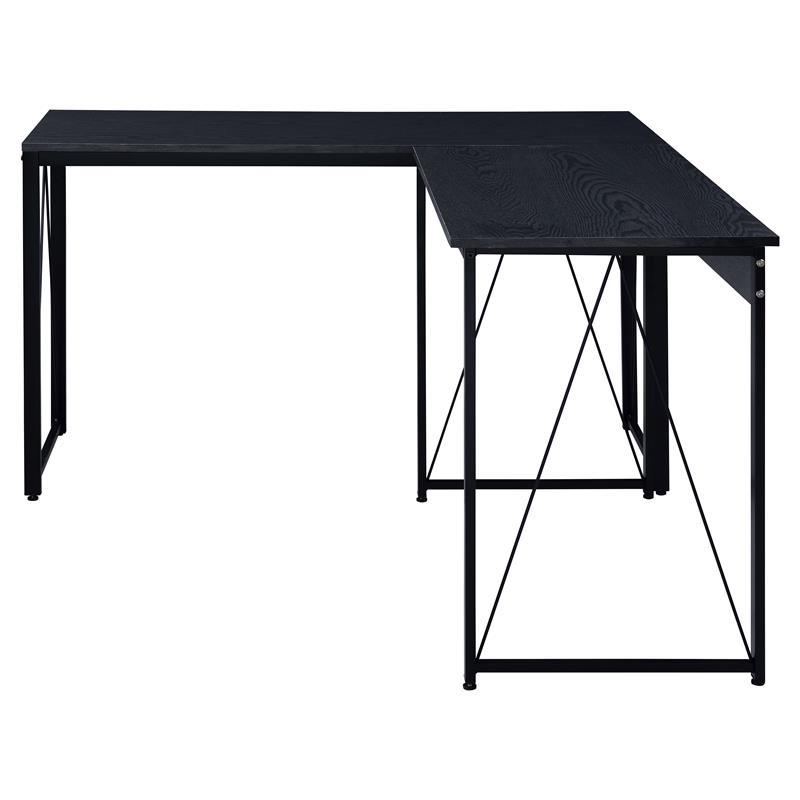 Bowery Hill Wooden Rectangle Top Writing Desk with Metal Sled Base in Black