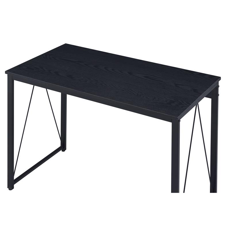 Bowery Hill Wooden Rectangle Top Writing Desk with Metal Sled Base in Black