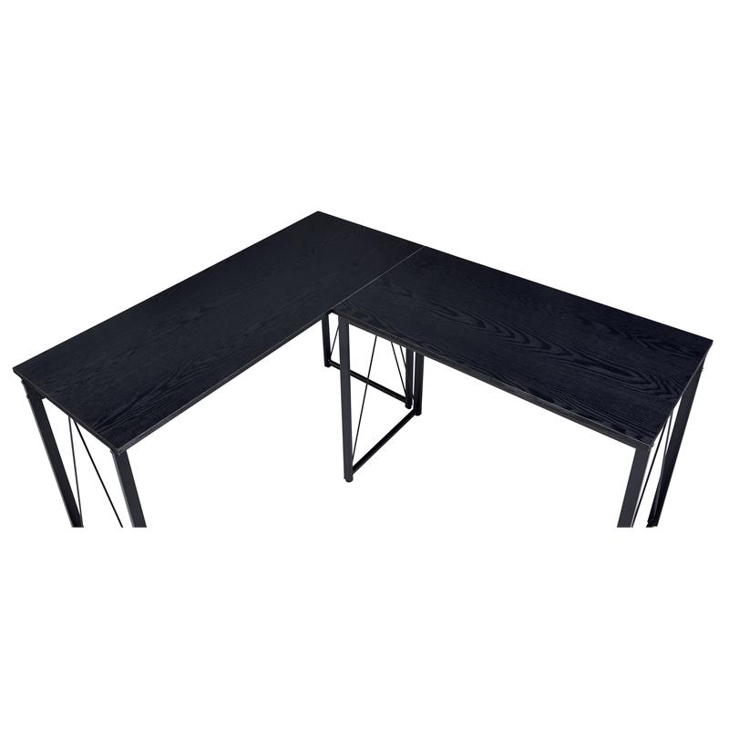 Bowery Hill Wooden Rectangle Top Writing Desk with Metal Sled Base in Black