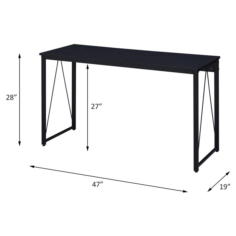 Bowery Hill Wooden Rectangle Top Writing Desk with Metal Sled Base in Black