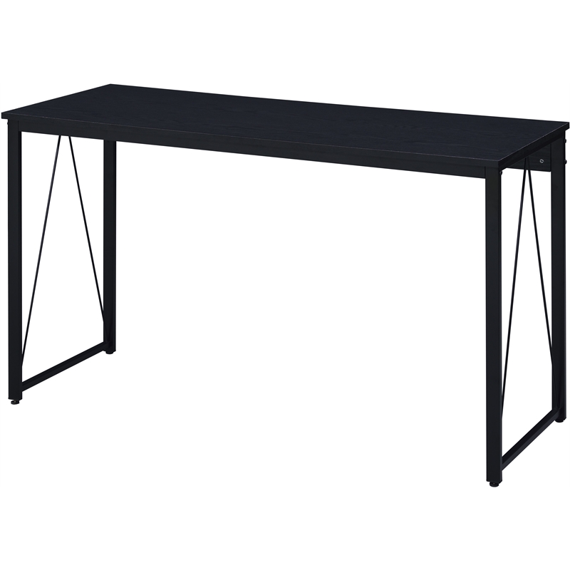 Bowery Hill Wooden Rectangle Top Writing Desk with Metal Sled Base in Black