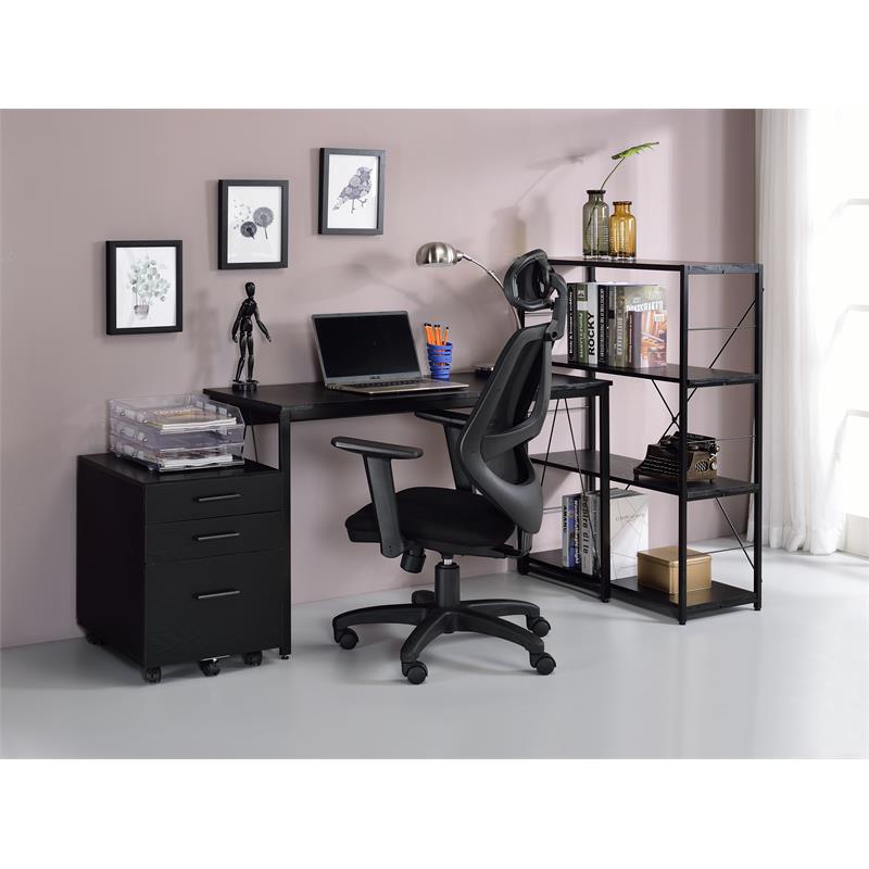 Bowery Hill Wooden Rectangle Top Writing Desk with Metal Sled Base in Black