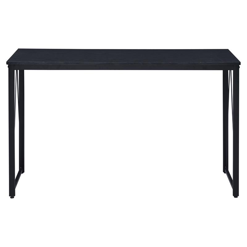 Bowery Hill Wooden Rectangle Top Writing Desk with Metal Sled Base in Black