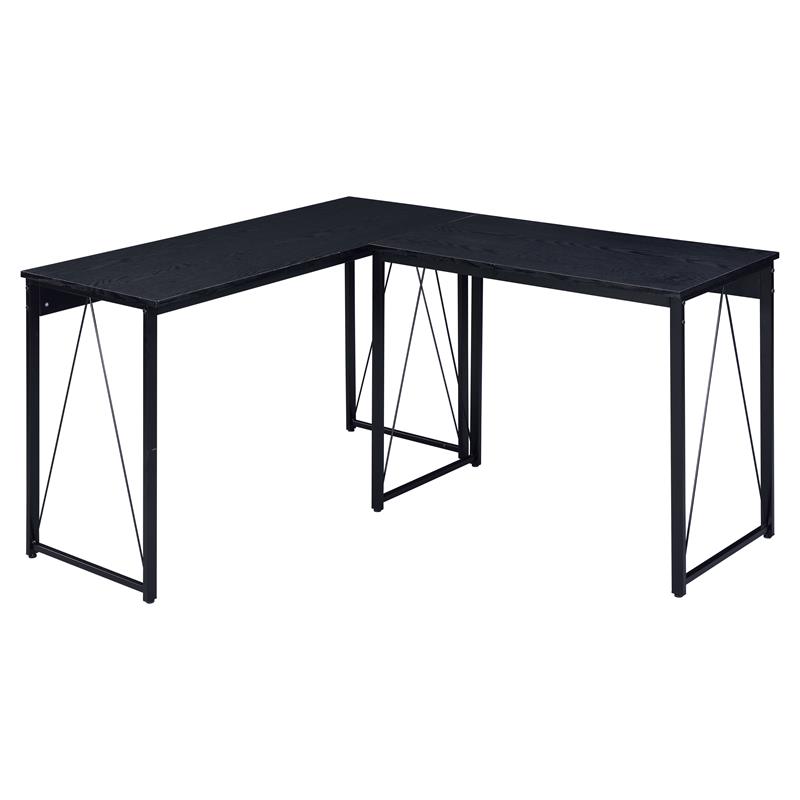 Bowery Hill Wooden Rectangle Top Writing Desk with Metal Sled Base in Black