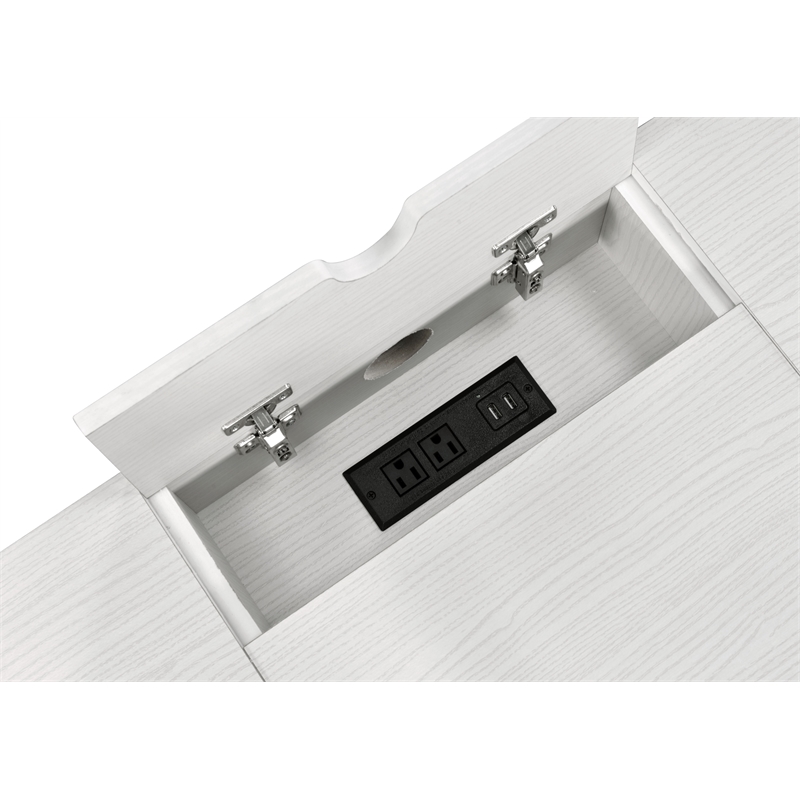 Bowery Hill Wooden 1-Drawer Writing Desk with USB Port in Natural and Black