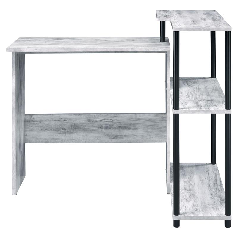 Bowery Hill Wooden Top Writing Desk with Bookcase in Antique White and Black