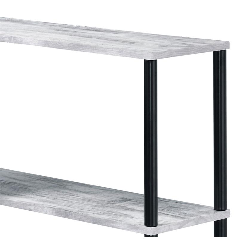 Bowery Hill Wooden Top Writing Desk with Bookcase in Antique White and Black