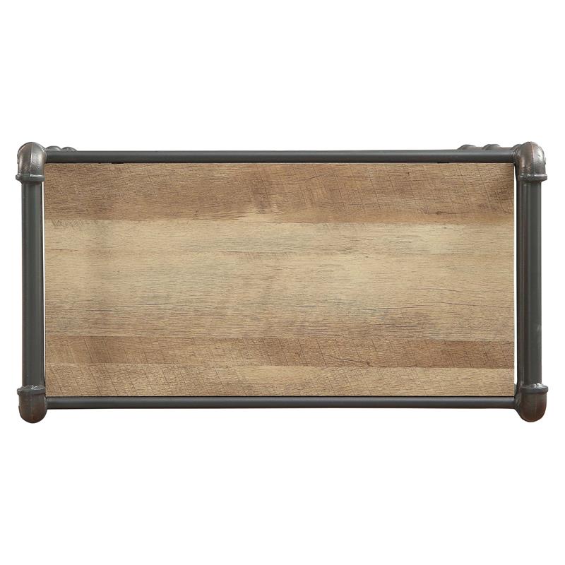 Bowery Hill 4 Wooden Tiers Rectangular Bookshelf in Antique Oak and Sandy Gray