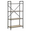 Bowery Hill 4 Wooden Tiers Rectangular Bookshelf in Antique Oak and Sandy Gray