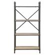 Bowery Hill 4 Wooden Tiers Rectangular Bookshelf in Antique Oak and Sandy Gray
