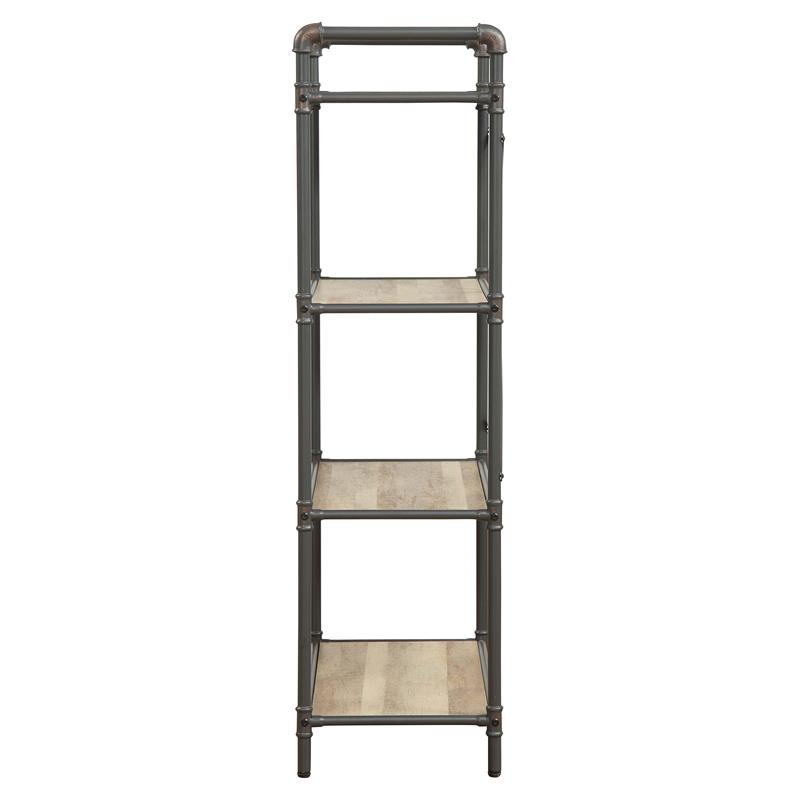 Bowery Hill 4 Wooden Tiers Rectangular Bookshelf in Antique Oak and Sandy Gray
