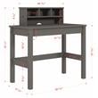 Bowery Hill Wooden Rectangular Writing Desk with Hutch and Cable Hole in Gray