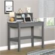 Bowery Hill Wooden Rectangular Writing Desk with Hutch and Cable Hole in Gray