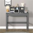 Bowery Hill Wooden Rectangular Writing Desk with Hutch and Cable Hole in Gray