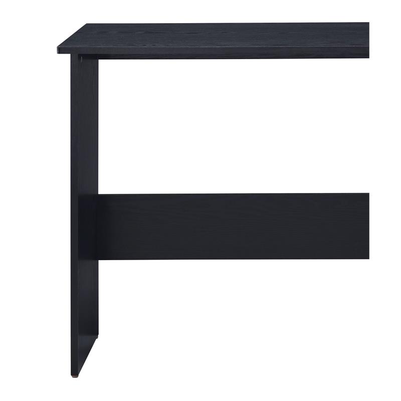 Bowery Hill Wooden Top Writing Desk with Built-in Right Side Bookcase in Black