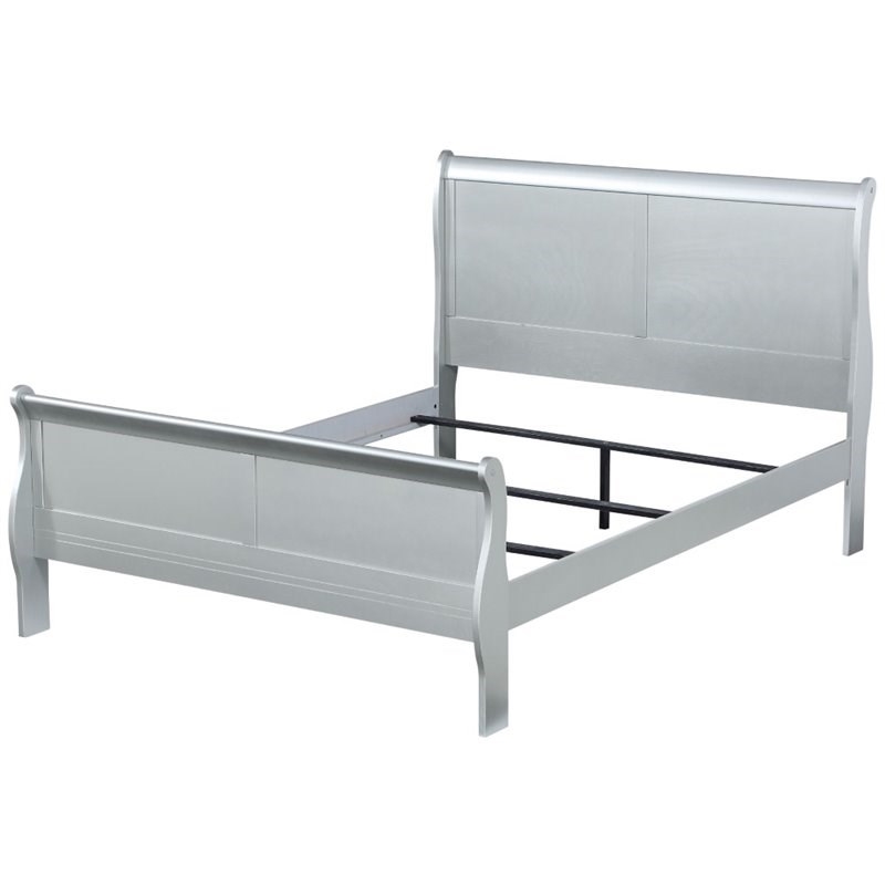 Bowery Hill Contemporary Low Profile Footboard Eastern King Bed in Platinum