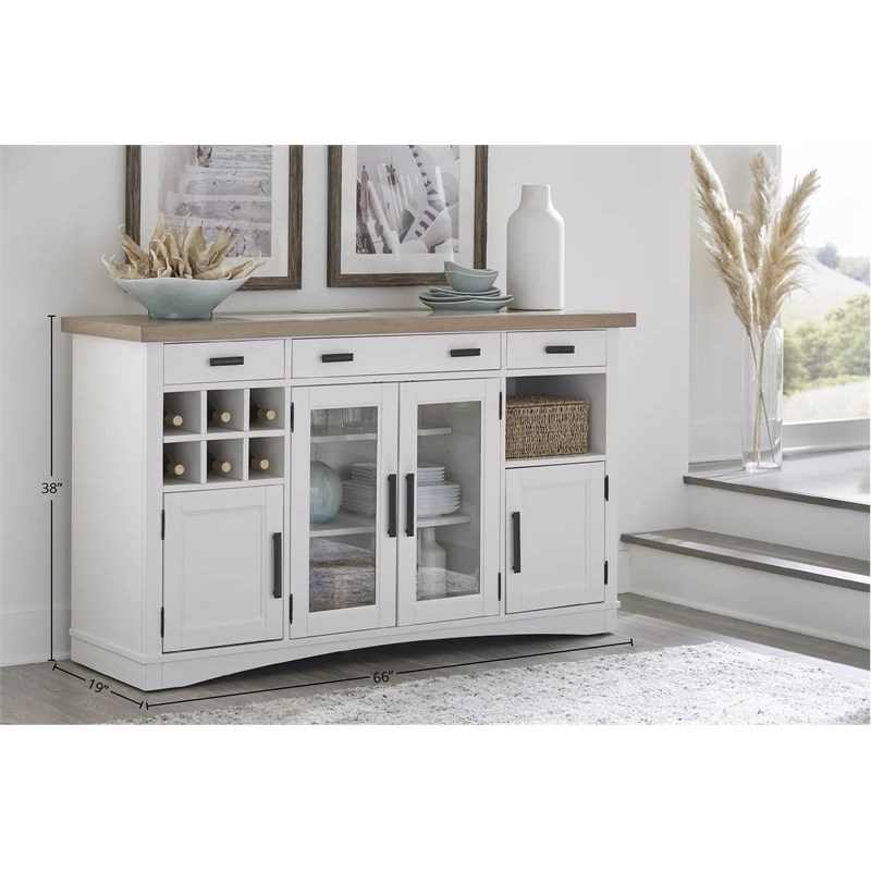 Bowery Hill Contemporary Wood Dining Buffet Server in White Finish