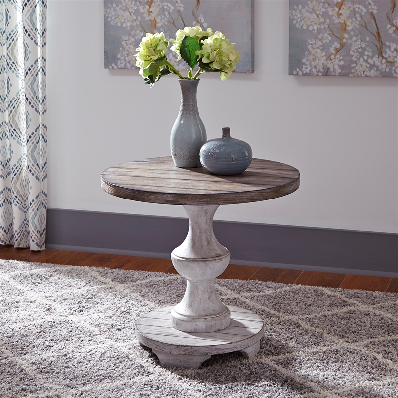 Bowery Hill Contemporary Rubberwood Solids 3-Piece Table Set in White