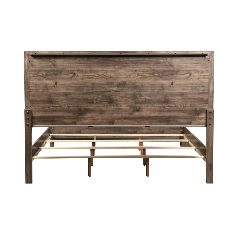 Bowery Hill Contemporary King Panel Bed in Light Brown Finish