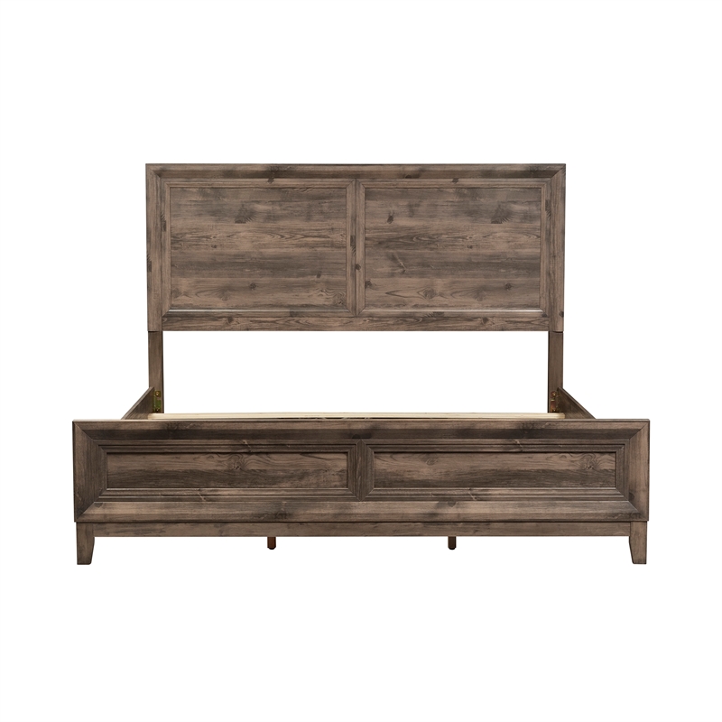 Bowery Hill Contemporary King Panel Bed in Light Brown Finish
