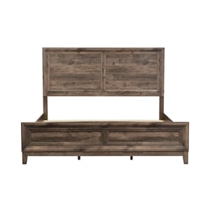 Bowery Hill Contemporary King Panel Bed in Light Brown Finish