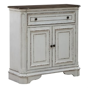 Bowery Hill Contemporary Rubberwood Solids Accent Cabinet in White