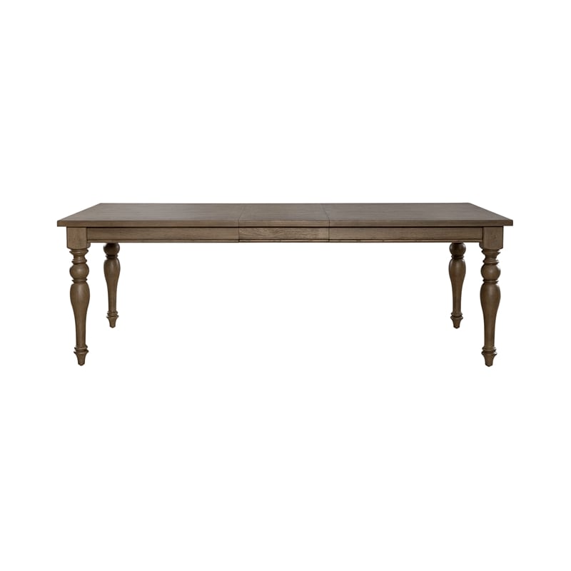 Bowery Hill Contemporary Farmhouse Rectangular Leg Table in Brown