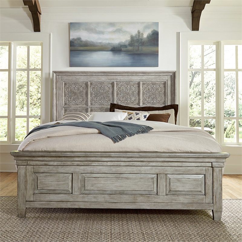 Bowery Hill Contemporary King Optional Panel Bed in White Finish