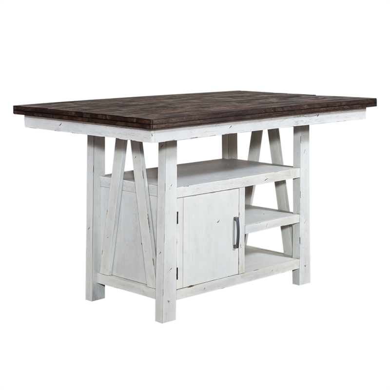 Bowery Hill Modern Farmhouse 5-Piece Gathering Table Set in White