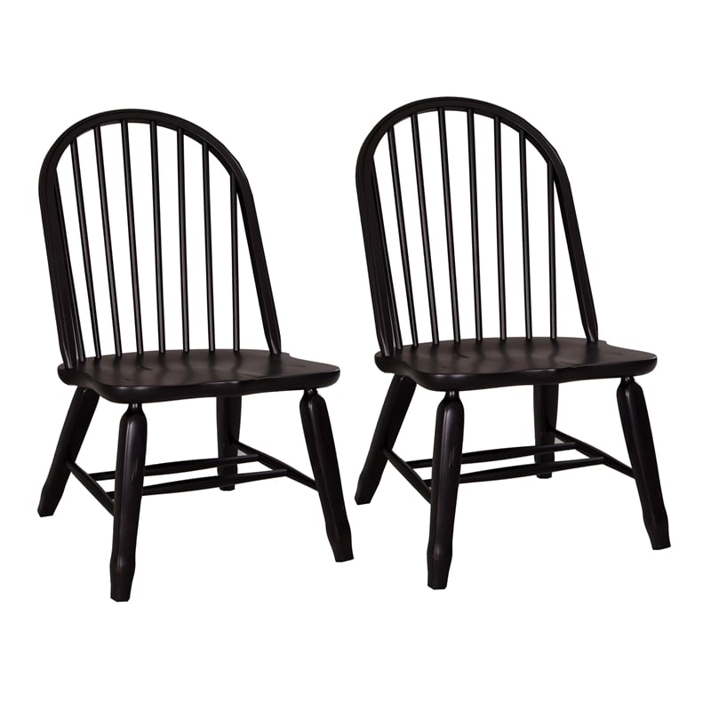 Bowery Hill Contemporary Bow Back Side Chair in Black (Set of 2)