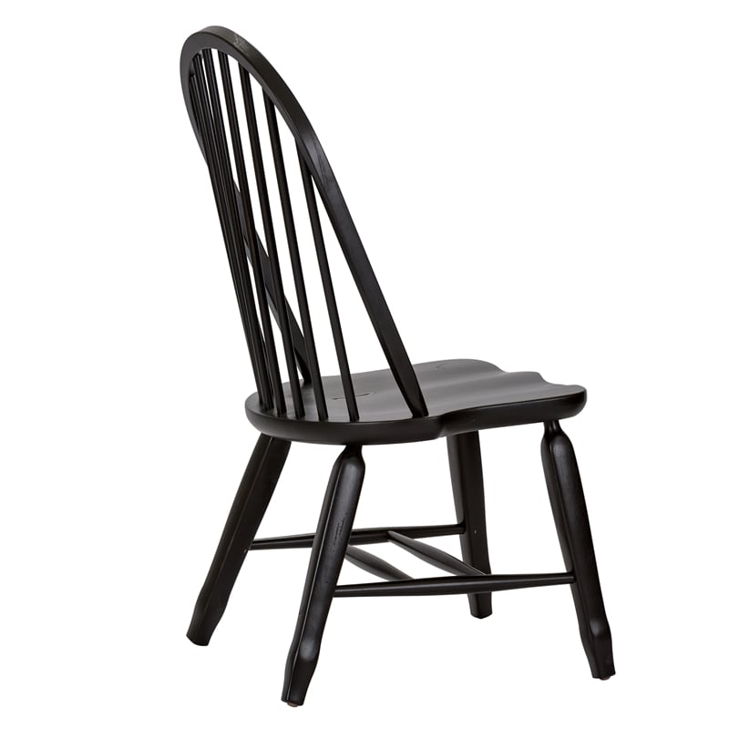 Bowery Hill Contemporary Bow Back Side Chair in Black (Set of 2)